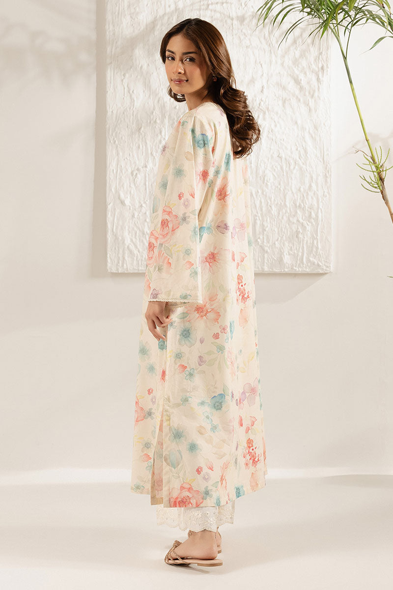 Cross Stitch | Basic Pret | Ivory Teal Printed Lawn Shirt-6