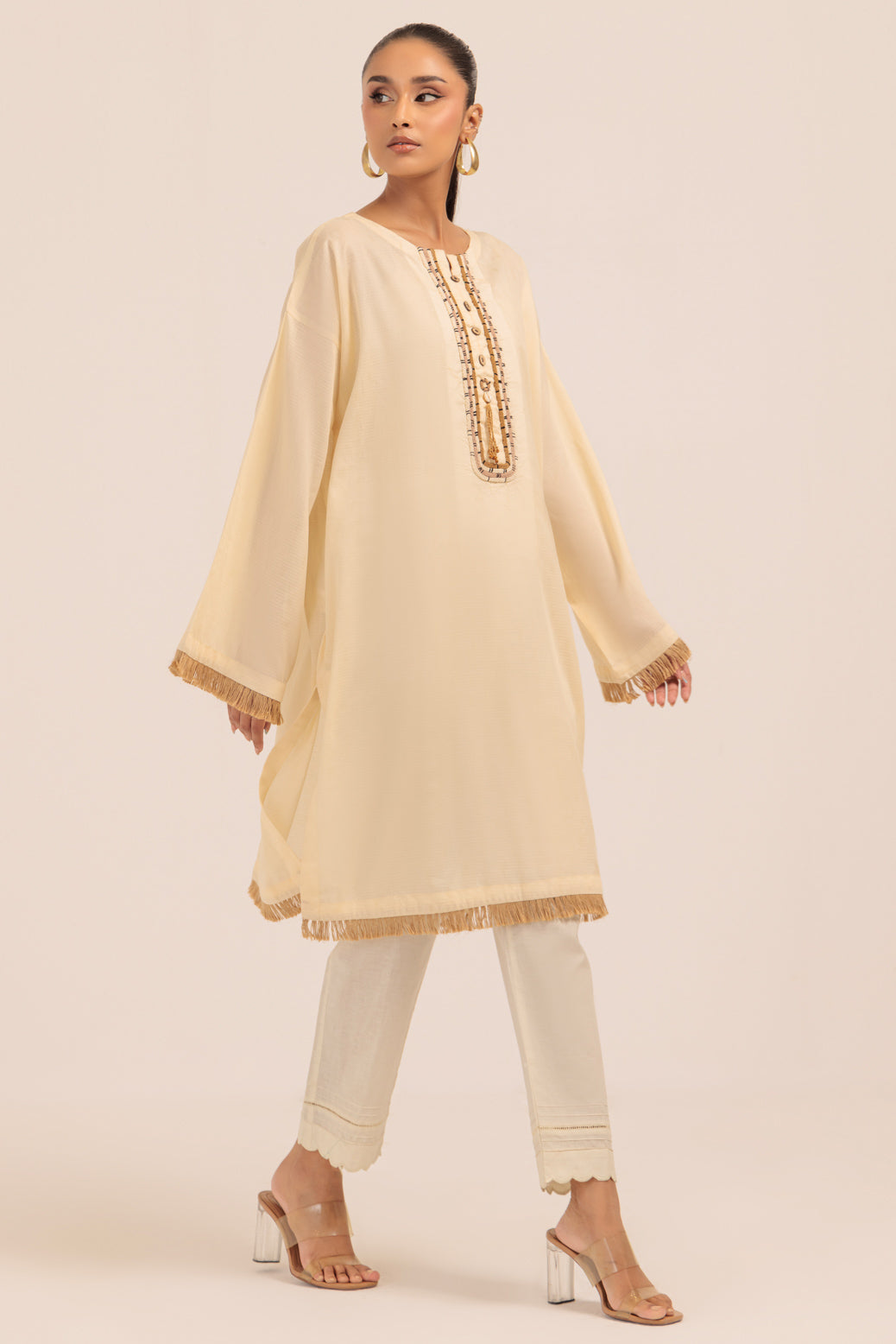 Bonanza Satrangi | Beige Jacquard 1 Piece (PWS1241P01) -  Bonanza Satrangi Ready To Wear - Original Designer Dress - House of Maryam