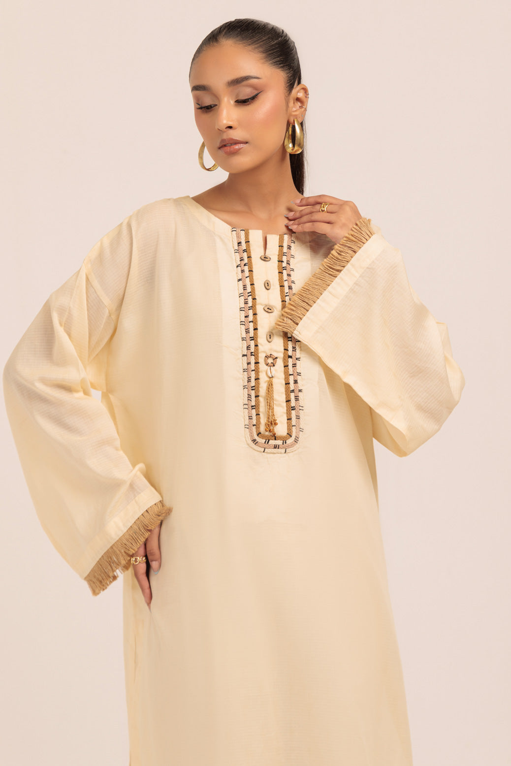 Bonanza Satrangi | Beige Jacquard 1 Piece (PWS1241P01) -  Bonanza Satrangi Ready To Wear - Original Designer Dress - House of Maryam