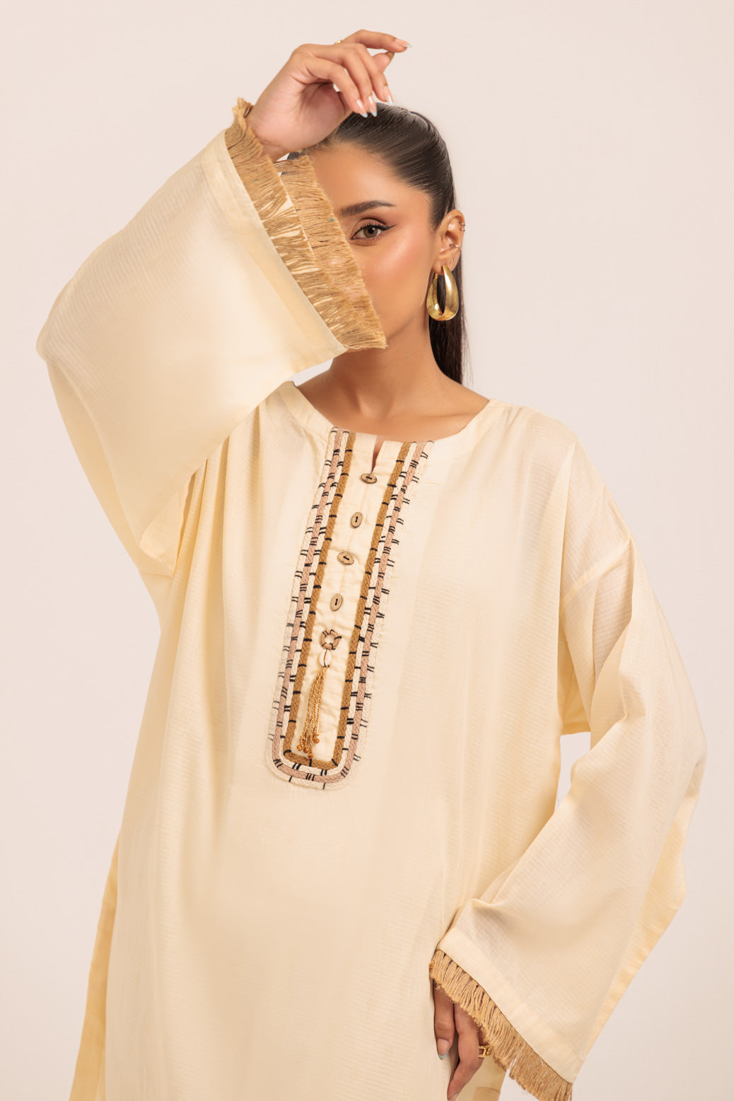 Bonanza Satrangi | Beige Jacquard 1 Piece (PWS1241P01) -  Bonanza Satrangi Ready To Wear - Original Designer Dress - House of Maryam