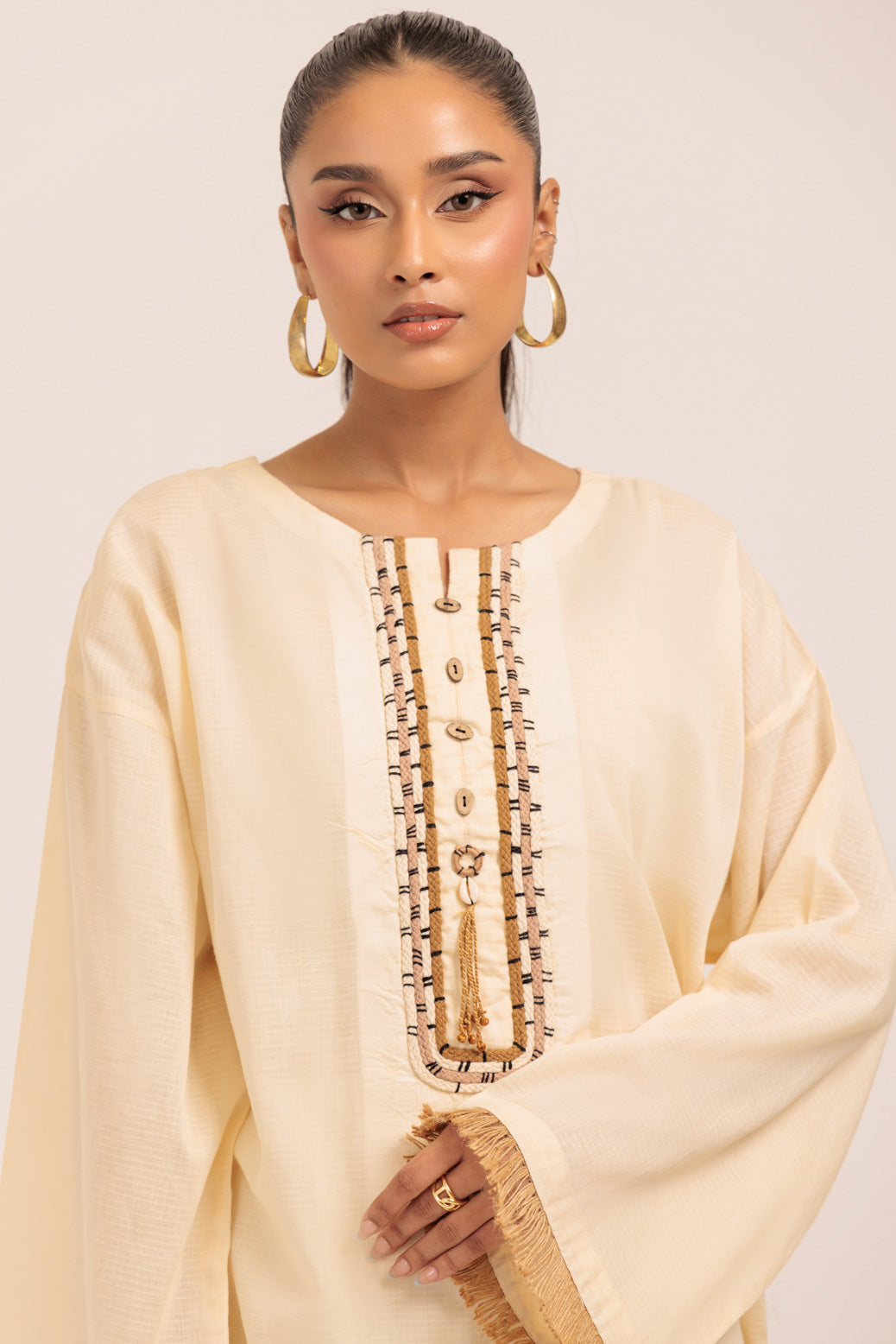 Bonanza Satrangi | Beige Jacquard 1 Piece (PWS1241P01) -  Bonanza Satrangi Ready To Wear - Original Designer Dress - House of Maryam