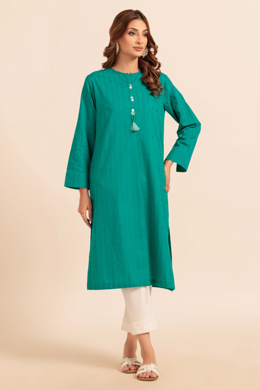 Bonanza Satrangi | Teal Jacquard 1 Piece (PWS1241P06) -  Bonanza Satrangi Ready To Wear - Original Designer Dress - House of Maryam