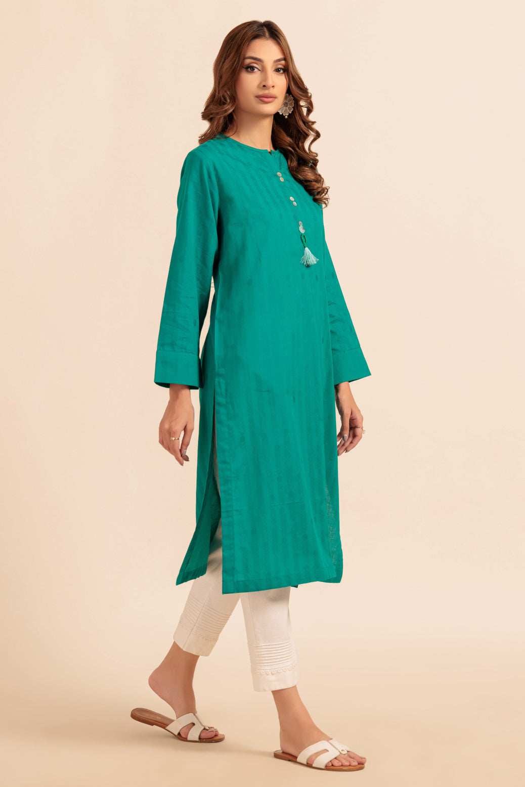 Bonanza Satrangi | Teal Jacquard 1 Piece (PWS1241P06) -  Bonanza Satrangi Ready To Wear - Original Designer Dress - House of Maryam