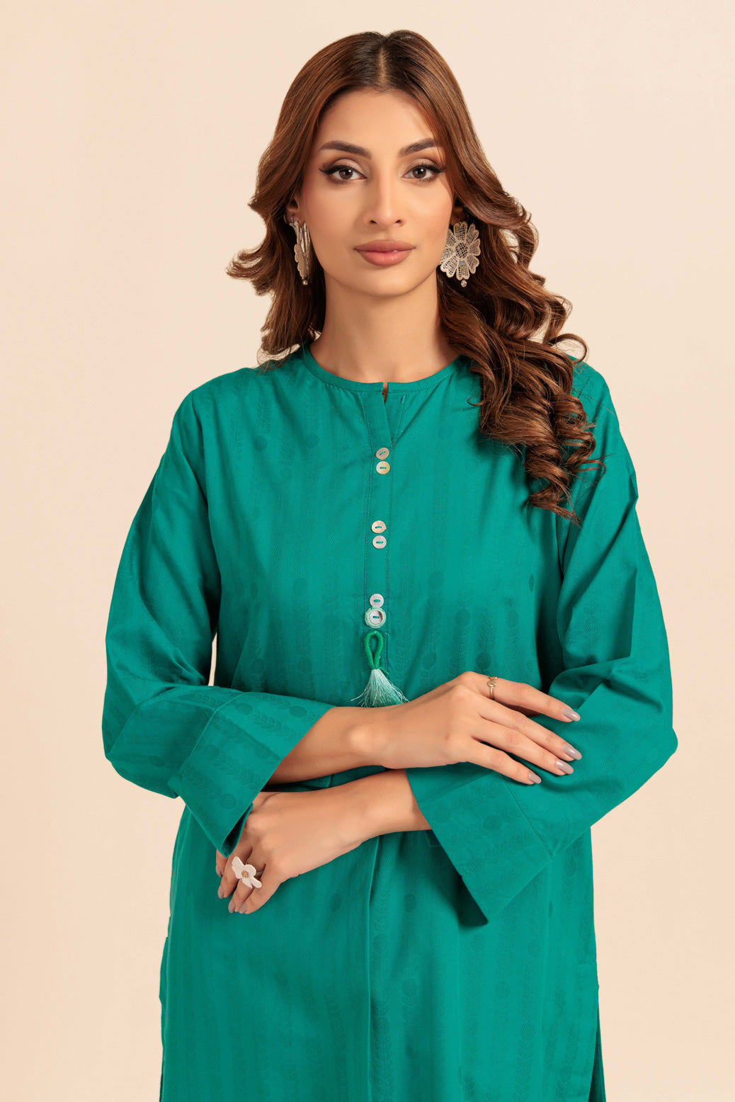Bonanza Satrangi | Teal Jacquard 1 Piece (PWS1241P06) -  Bonanza Satrangi Ready To Wear - Original Designer Dress - House of Maryam