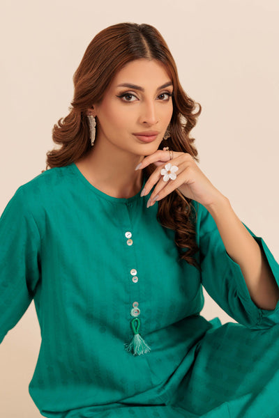 Bonanza Satrangi | Teal Jacquard 1 Piece (PWS1241P06) -  Bonanza Satrangi Ready To Wear - Original Designer Dress - House of Maryam