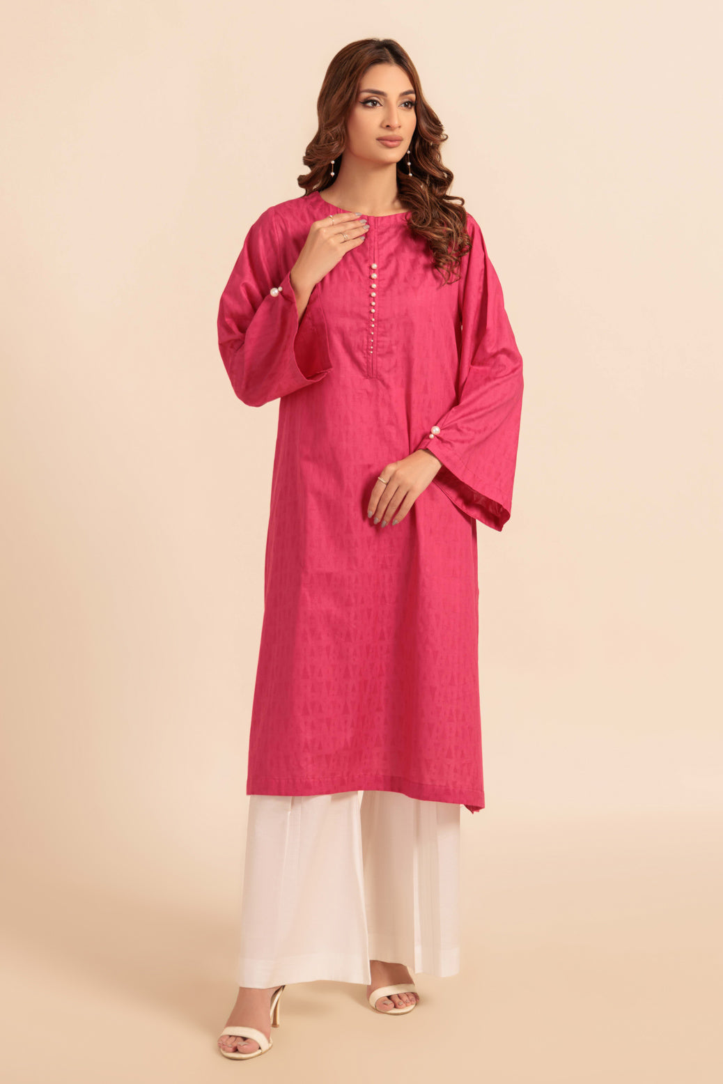 Bonanza Satrangi | Pink Jacquard 1 Piece (PWS1241P07) -  Bonanza Satrangi Ready To Wear - Original Designer Dress - House of Maryam