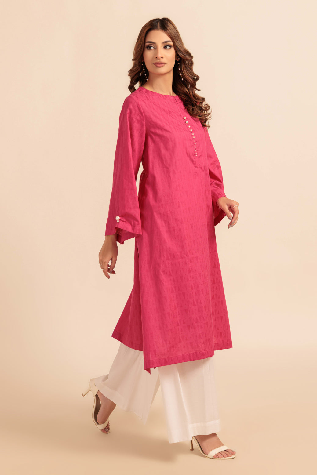 Bonanza Satrangi | Pink Jacquard 1 Piece (PWS1241P07) -  Bonanza Satrangi Ready To Wear - Original Designer Dress - House of Maryam