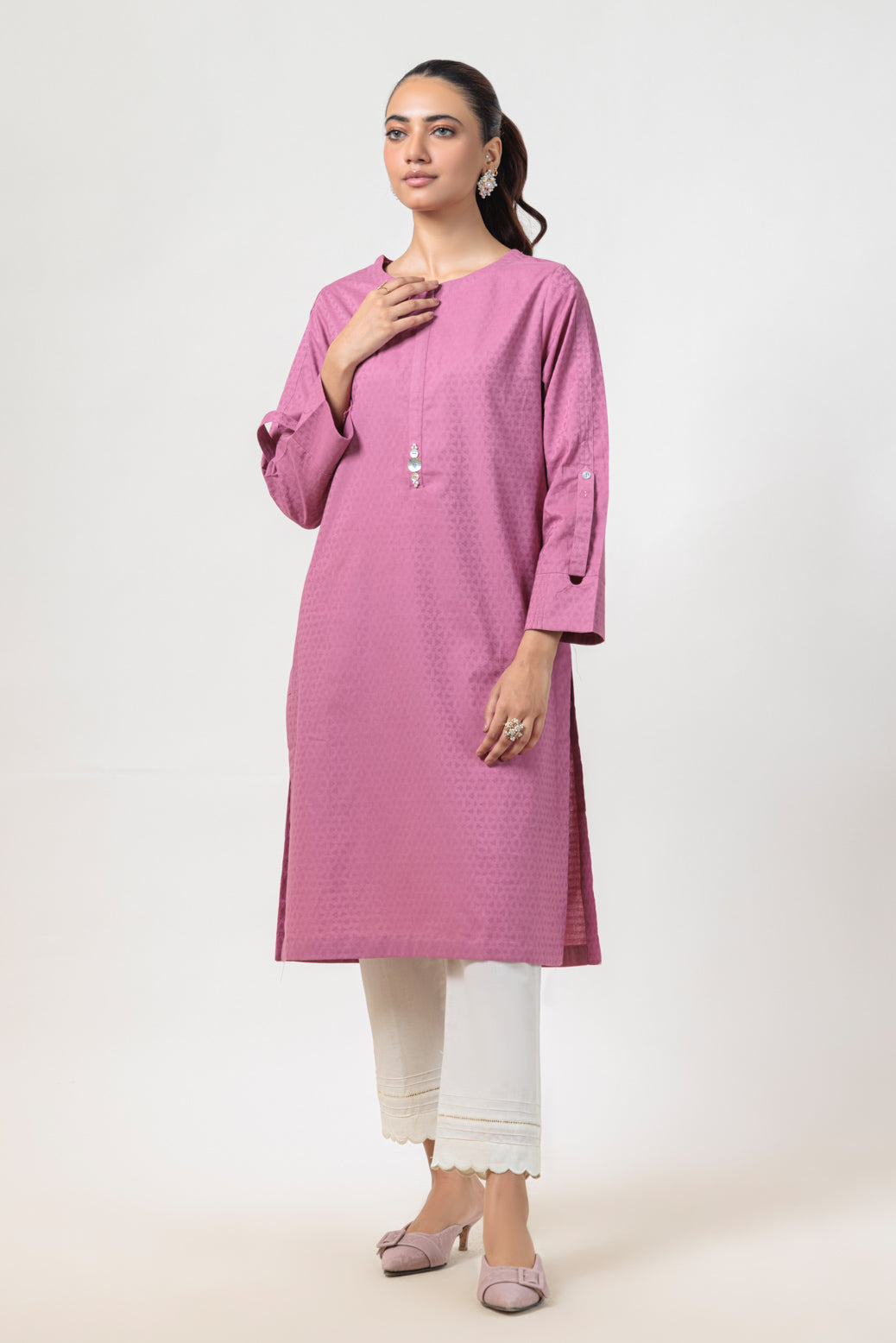 Bonanza Satrangi | Pink Jacquard 1 Piece (PWS1241P10) -  Bonanza Satrangi Ready To Wear - Original Designer Dress - House of Maryam