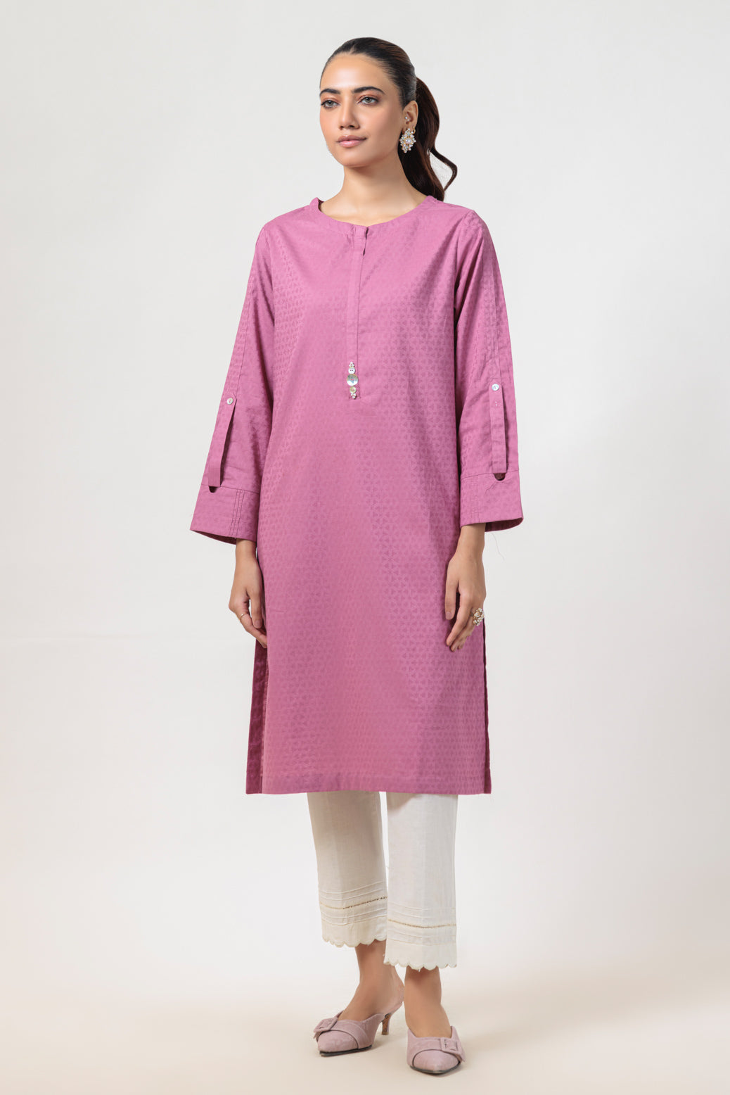 Bonanza Satrangi | Pink Jacquard 1 Piece (PWS1241P10) -  Bonanza Satrangi Ready To Wear - Original Designer Dress - House of Maryam