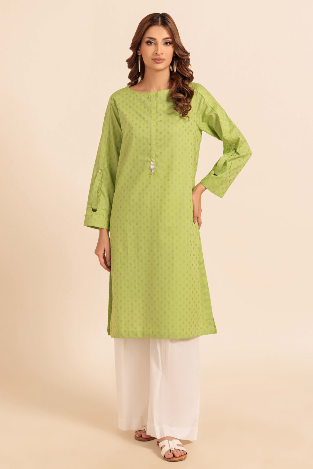 Bonanza Satrangi | Green Jacquard 1 Piece (PWS1241P12) -  Bonanza Satrangi Ready To Wear - Original Designer Dress - House of Maryam