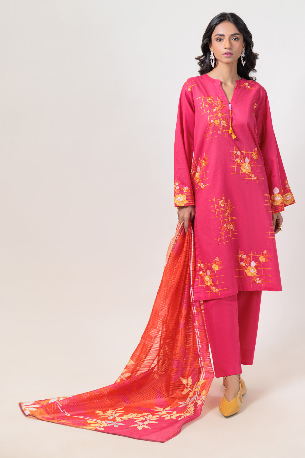 Bonanza Satrangi | Pink Cambric 3 Piece (PWS1243P03) -  Bonanza Satrangi Ready To Wear - Original Designer Dress - House of Maryam
