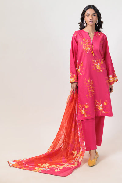 Bonanza Satrangi | Pink Cambric 3 Piece (PWS1243P03) -  Bonanza Satrangi Ready To Wear - Original Designer Dress - House of Maryam