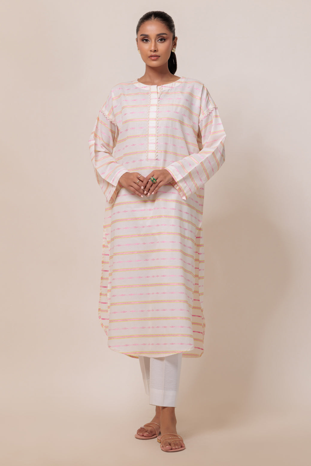 Bonanza Satrangi | O White Jacquard 1 Piece (PWS2241P01) -  Bonanza Satrangi Ready To Wear - Original Designer Dress - House of Maryam