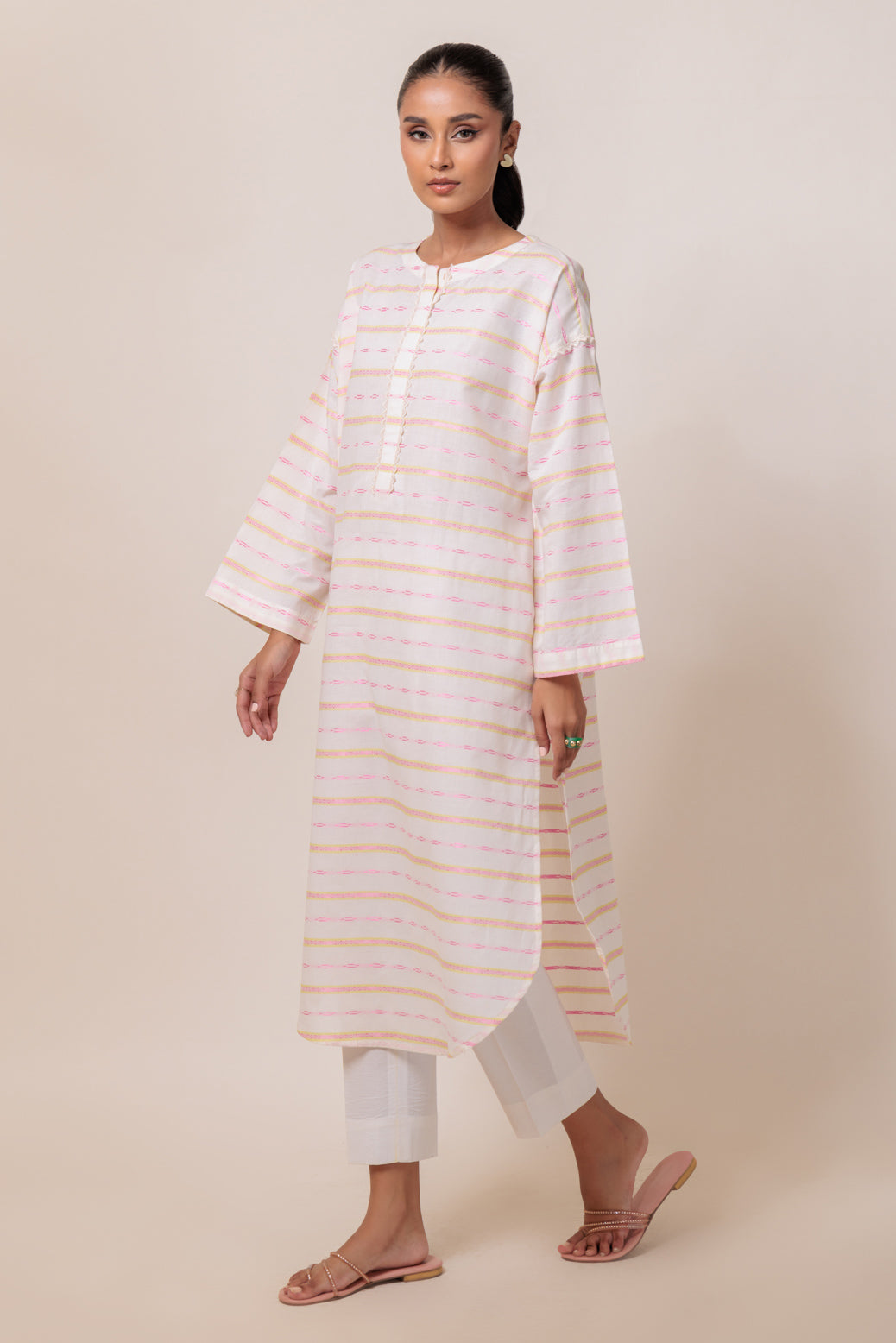 Bonanza Satrangi | O White Jacquard 1 Piece (PWS2241P01) -  Bonanza Satrangi Ready To Wear - Original Designer Dress - House of Maryam