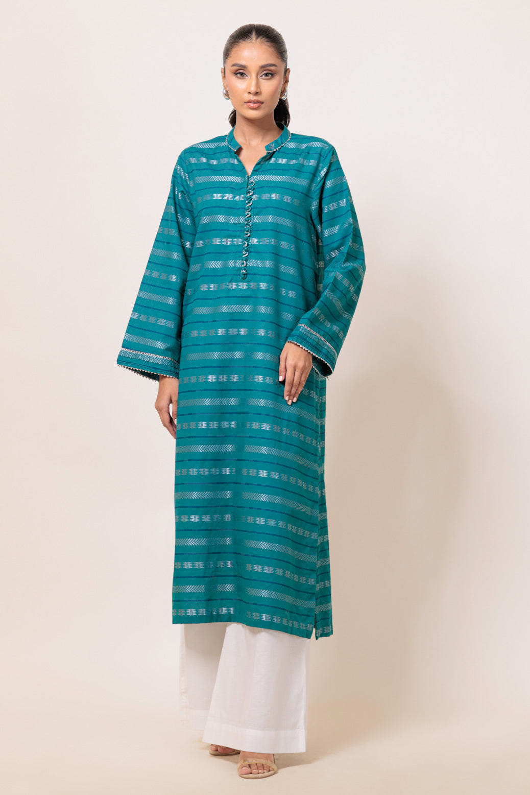 Bonanza Satrangi | Green Jacquard 1 Piece (PWS2241P03) -  Bonanza Satrangi Ready To Wear - Original Designer Dress - House of Maryam