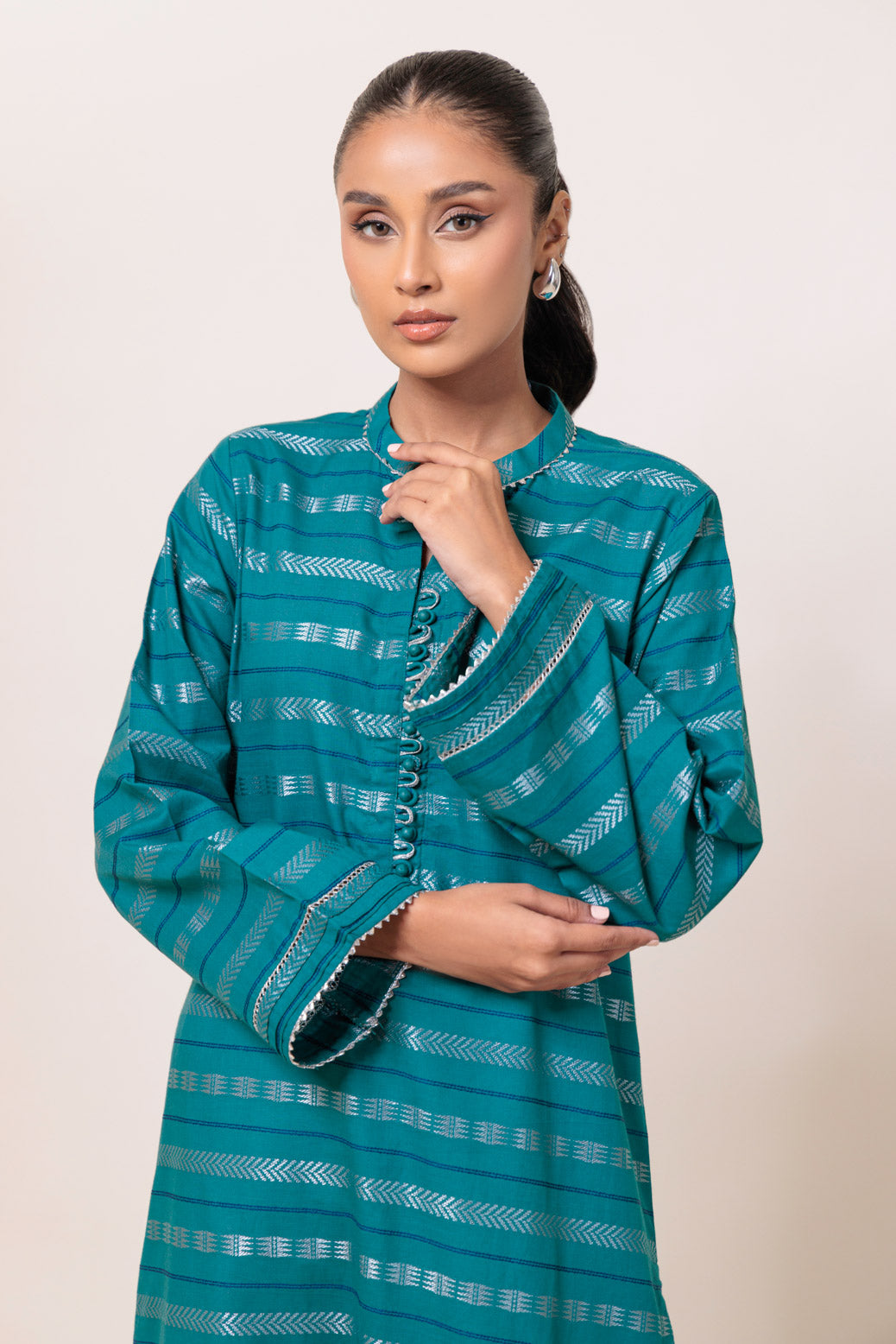 Bonanza Satrangi | Green Jacquard 1 Piece (PWS2241P03) -  Bonanza Satrangi Ready To Wear - Original Designer Dress - House of Maryam