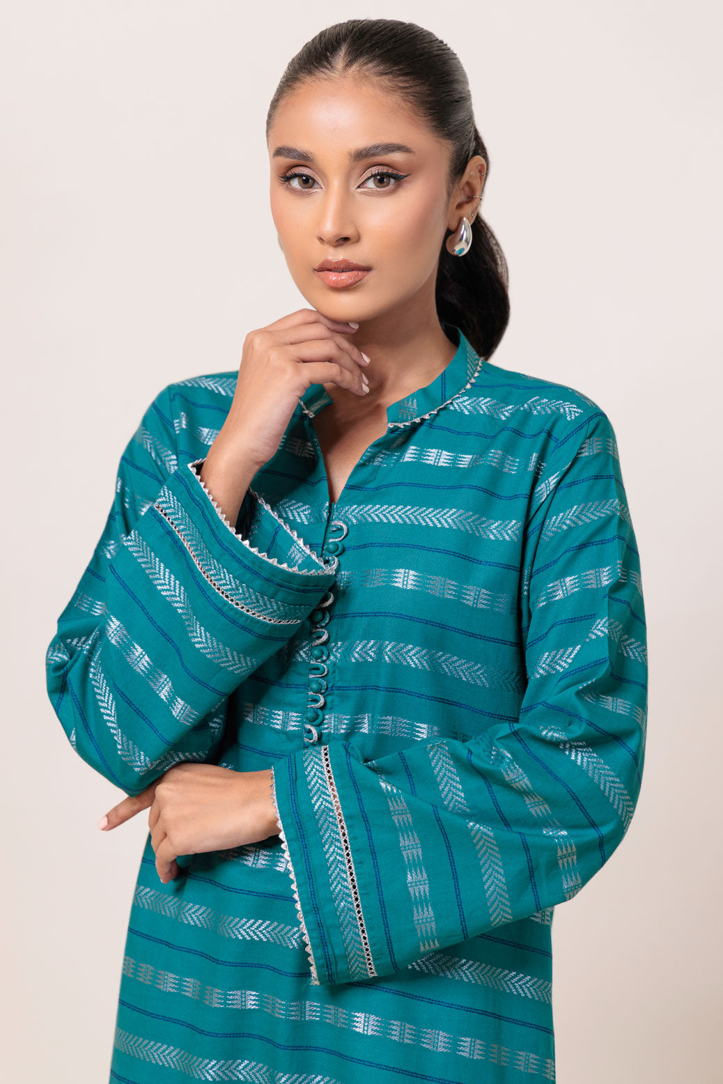 Bonanza Satrangi | Green Jacquard 1 Piece (PWS2241P03) -  Bonanza Satrangi Ready To Wear - Original Designer Dress - House of Maryam