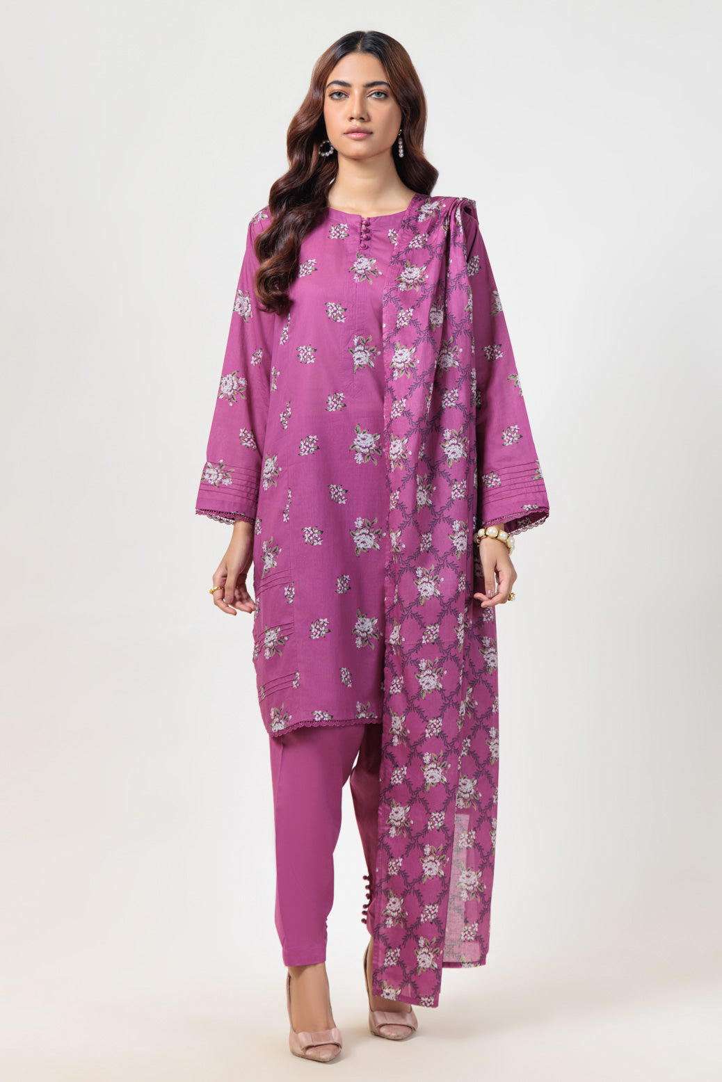 Bonanza Satrangi | Purple Lawn 3 Piece (PWS2243P04) -  Bonanza Satrangi Ready To Wear - Original Designer Dress - House of Maryam