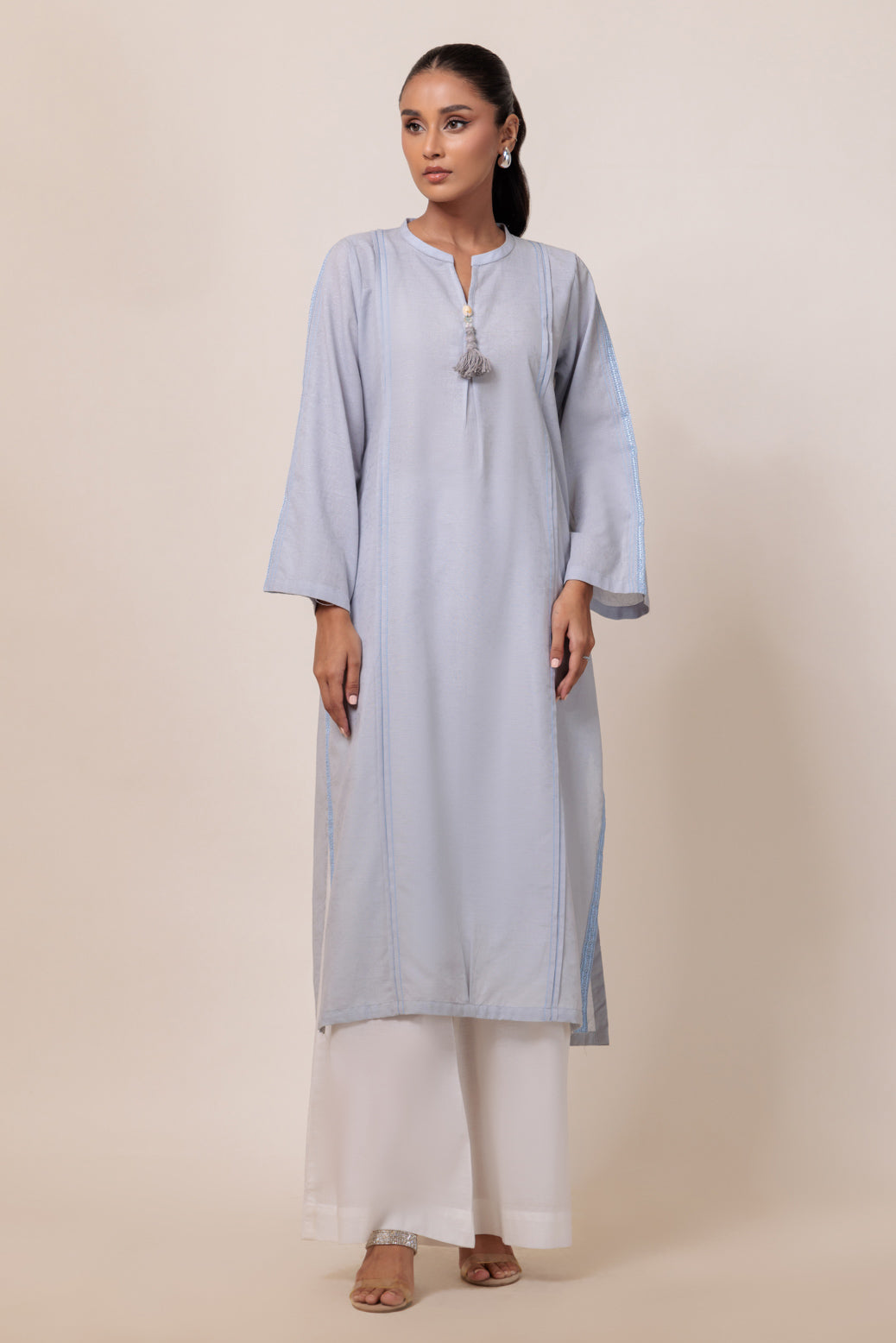 Bonanza Satrangi | Grey Jacquard 1 Piece (PWS5241P09) -  Bonanza Satrangi Ready To Wear - Original Designer Dress - House of Maryam