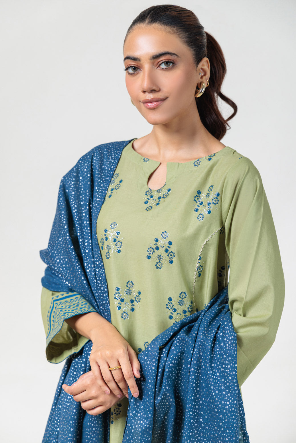 Bonanza Satrangi | Green Cambric 3 Piece (PWS5243P03) -  Bonanza Satrangi Ready To Wear - Original Designer Dress - House of Maryam