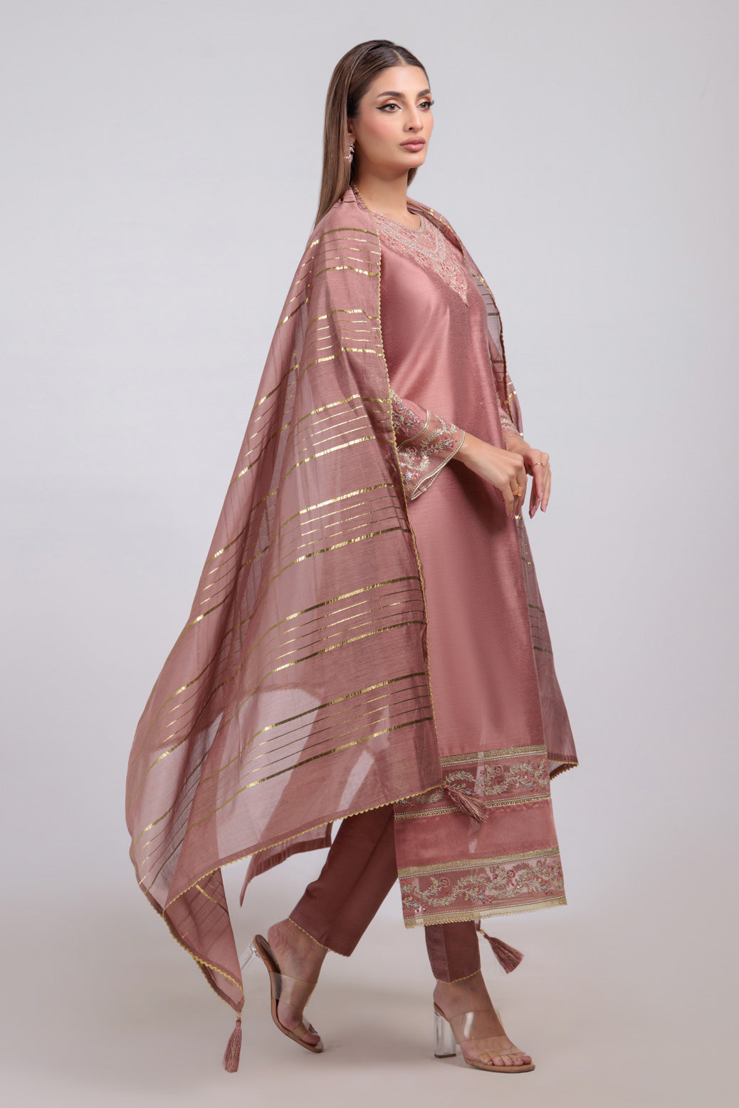 Bonanza Satrangi | Peach Khaddar 3 Piece (PWS5243P10) -  Bonanza Satrangi Ready To Wear - Original Designer Dress - House of Maryam