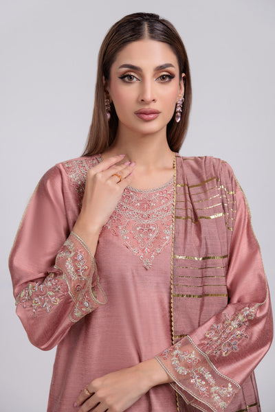 Bonanza Satrangi | Peach Khaddar 3 Piece (PWS5243P10) -  Bonanza Satrangi Ready To Wear - Original Designer Dress - House of Maryam