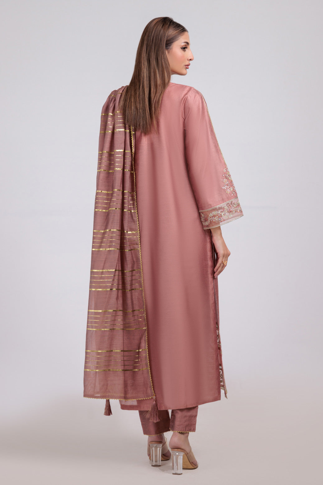 Bonanza Satrangi | Peach Khaddar 3 Piece (PWS5243P10) -  Bonanza Satrangi Ready To Wear - Original Designer Dress - House of Maryam