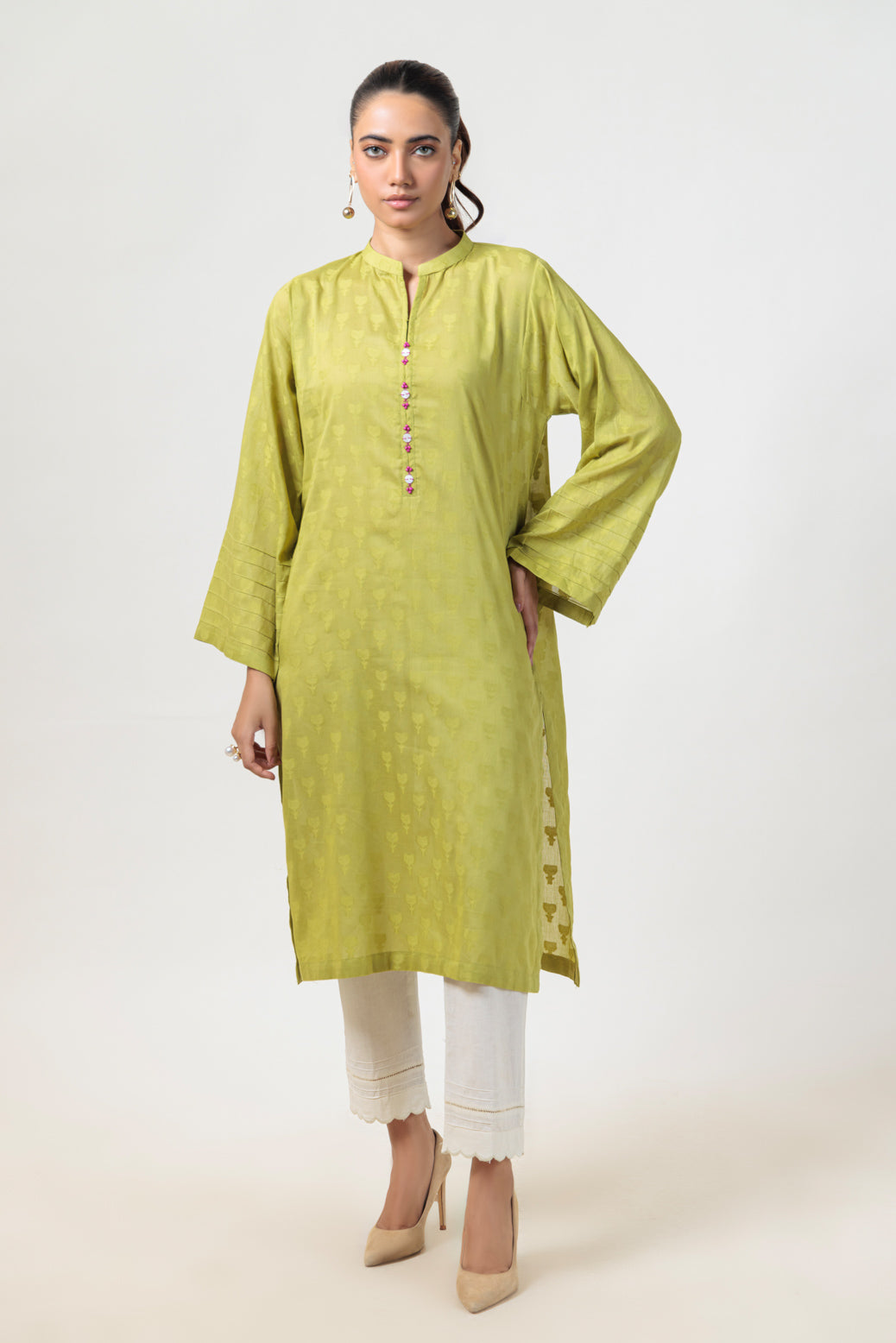 Bonanza Satrangi | Green Jacquard 1 Piece (PWS6241P08) -  Bonanza Satrangi Ready To Wear - Original Designer Dress - House of Maryam