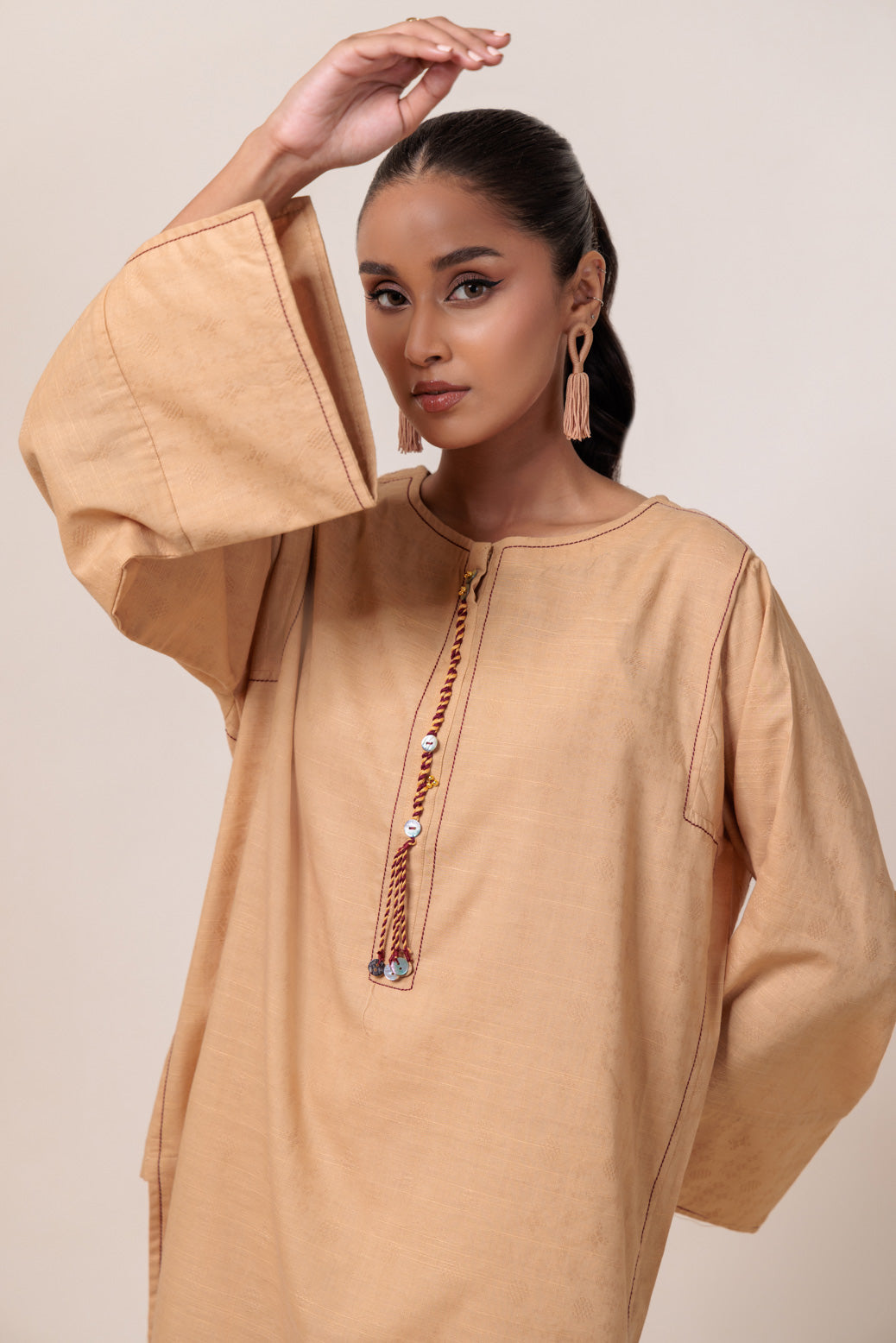 Bonanza Satrangi | Brown Jacquard 1 Piece (PWS6241P10) -  Bonanza Satrangi Ready To Wear - Original Designer Dress - House of Maryam