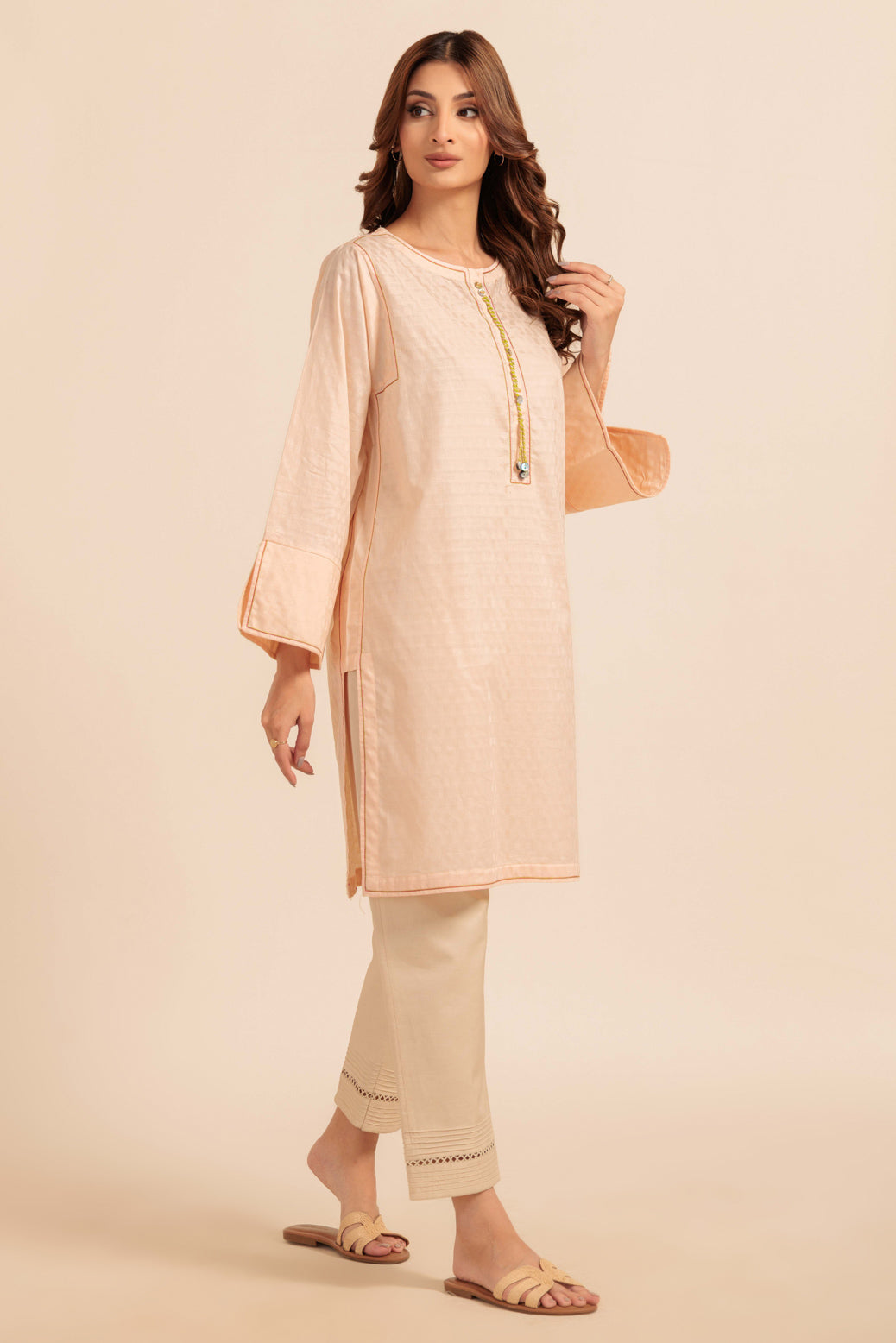 Bonanza Satrangi | Peach Jacquard 1 Piece (PWS6241P12) -  Bonanza Satrangi Ready To Wear - Original Designer Dress - House of Maryam