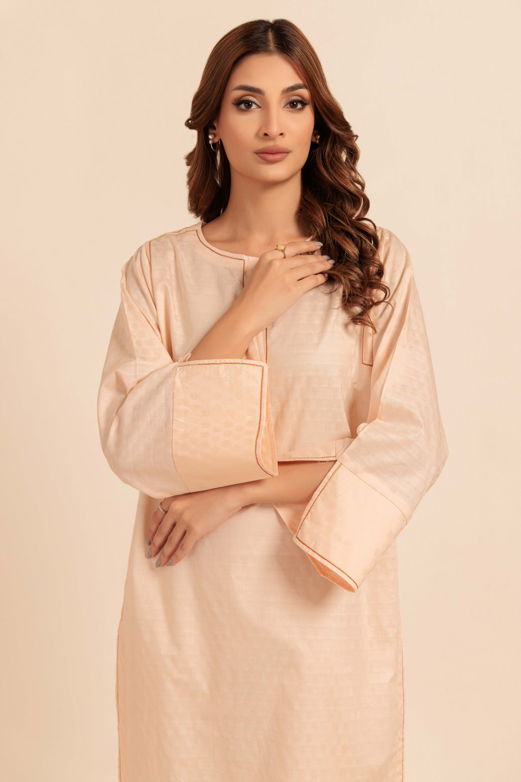Bonanza Satrangi | Peach Jacquard 1 Piece (PWS6241P12) -  Bonanza Satrangi Ready To Wear - Original Designer Dress - House of Maryam