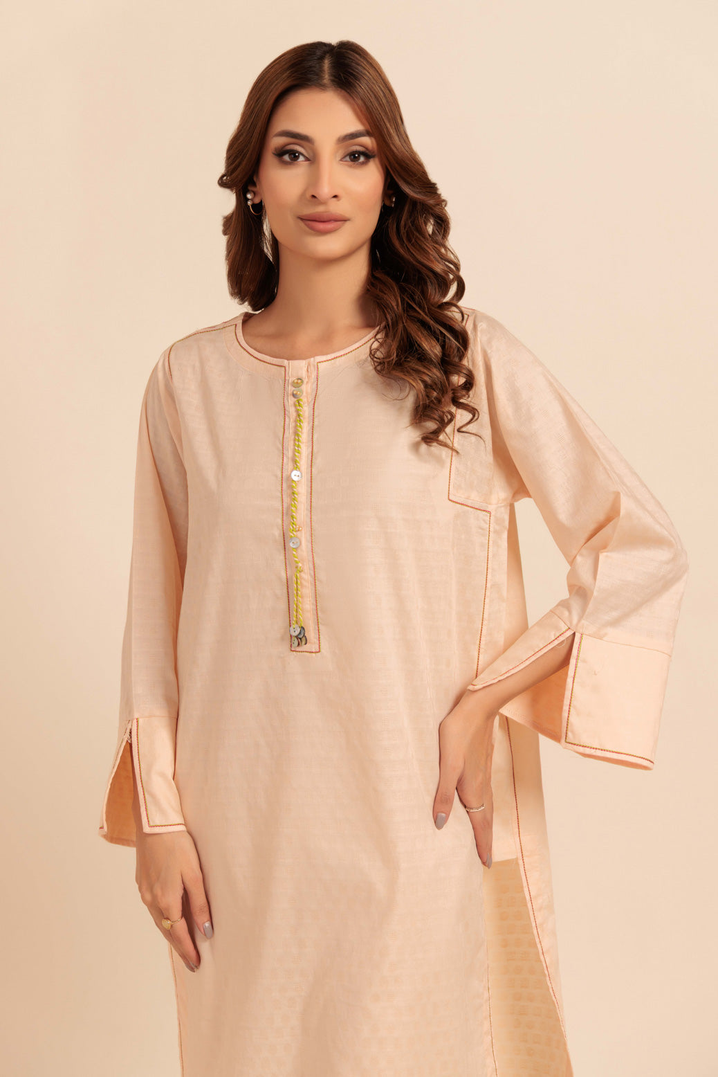 Bonanza Satrangi | Peach Jacquard 1 Piece (PWS6241P12) -  Bonanza Satrangi Ready To Wear - Original Designer Dress - House of Maryam