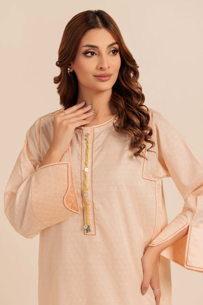 Bonanza Satrangi | Peach Jacquard 1 Piece (PWS6241P12) -  Bonanza Satrangi Ready To Wear - Original Designer Dress - House of Maryam