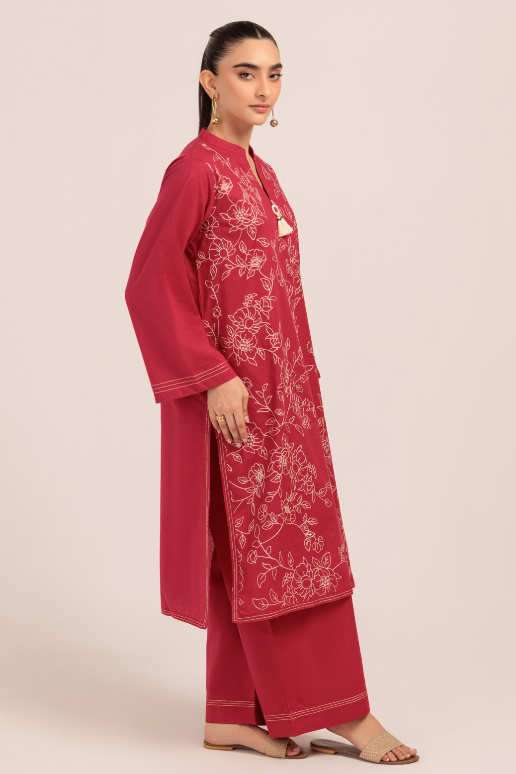 Bonanza Satrangi | Red Cambric 2 Piece (PWS6242P06) -  Bonanza Satrangi Ready To Wear - Original Designer Dress - House of Maryam