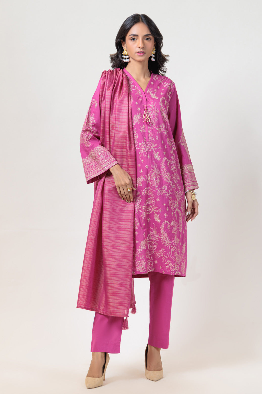 Bonanza Satrangi | D Pink Jacquard 3 Piece (PWS6243P03) -  Bonanza Satrangi Ready To Wear - Original Designer Dress - House of Maryam