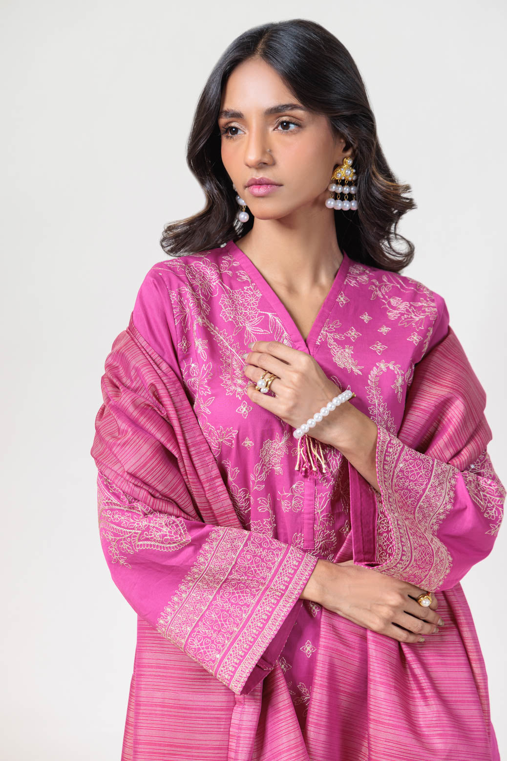 Bonanza Satrangi | D Pink Jacquard 3 Piece (PWS6243P03) -  Bonanza Satrangi Ready To Wear - Original Designer Dress - House of Maryam