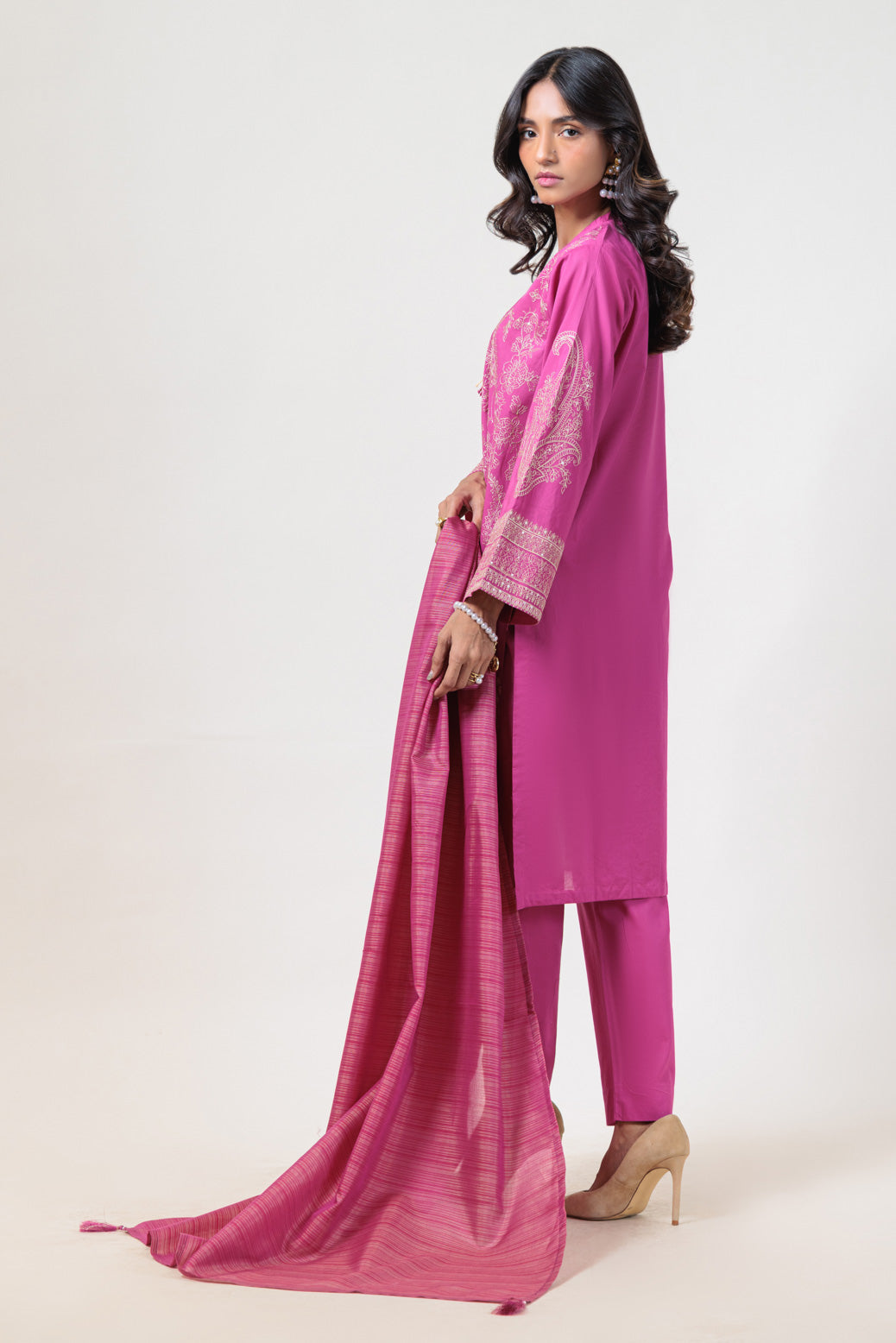 Bonanza Satrangi | D Pink Jacquard 3 Piece (PWS6243P03) -  Bonanza Satrangi Ready To Wear - Original Designer Dress - House of Maryam