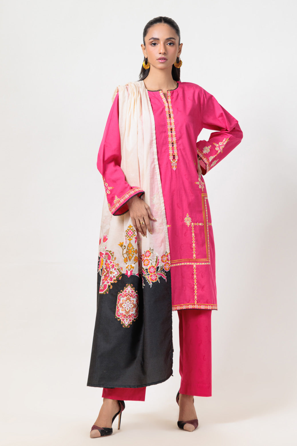 Bonanza Satrangi | Pink Jacquard 3 Piece (PWS6243P04) -  Bonanza Satrangi Ready To Wear - Original Designer Dress - House of Maryam