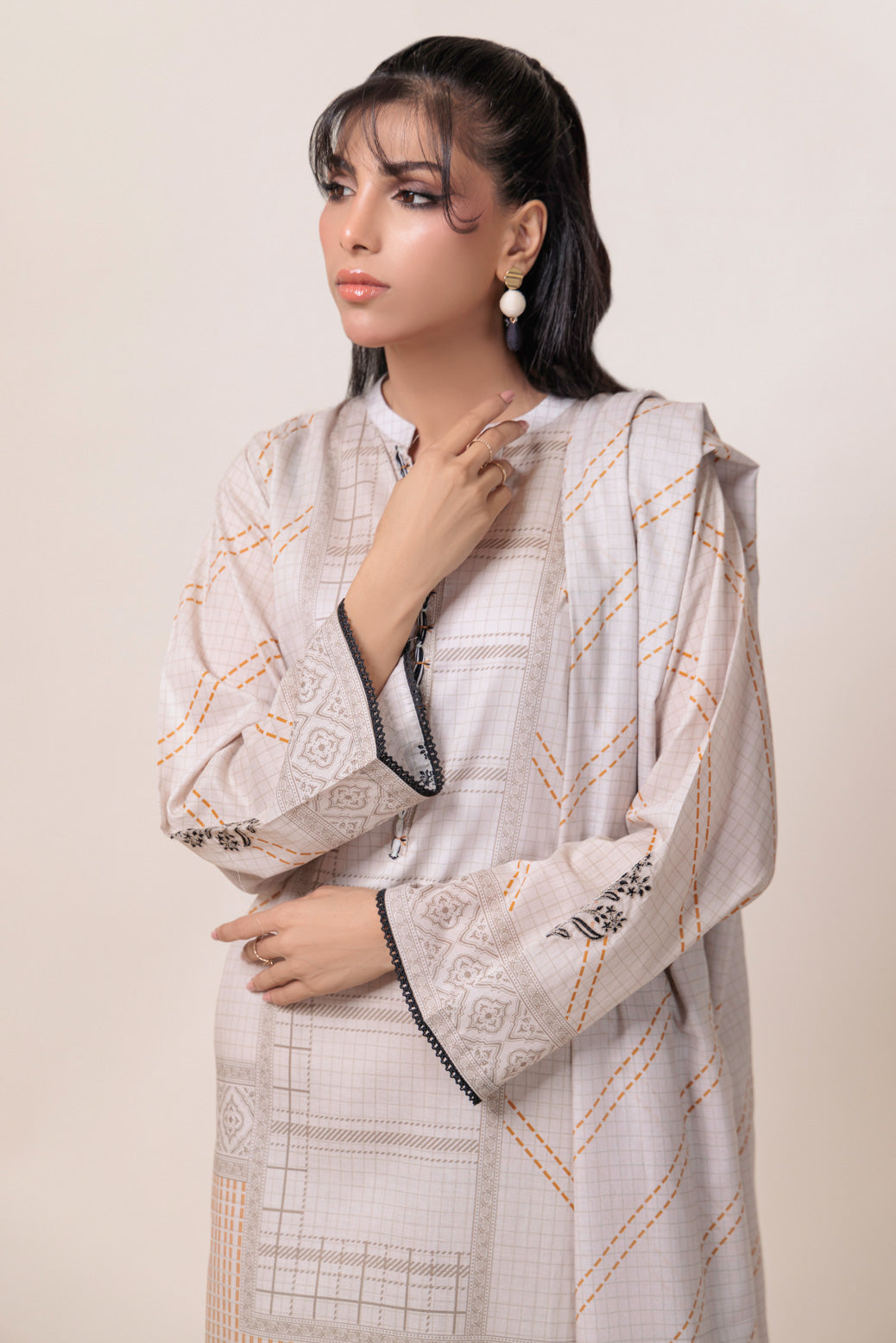 Bonanza Satrangi | Grey Lawn 3 Piece (PWS6243P12) -  Bonanza Satrangi Ready To Wear - Original Designer Dress - House of Maryam