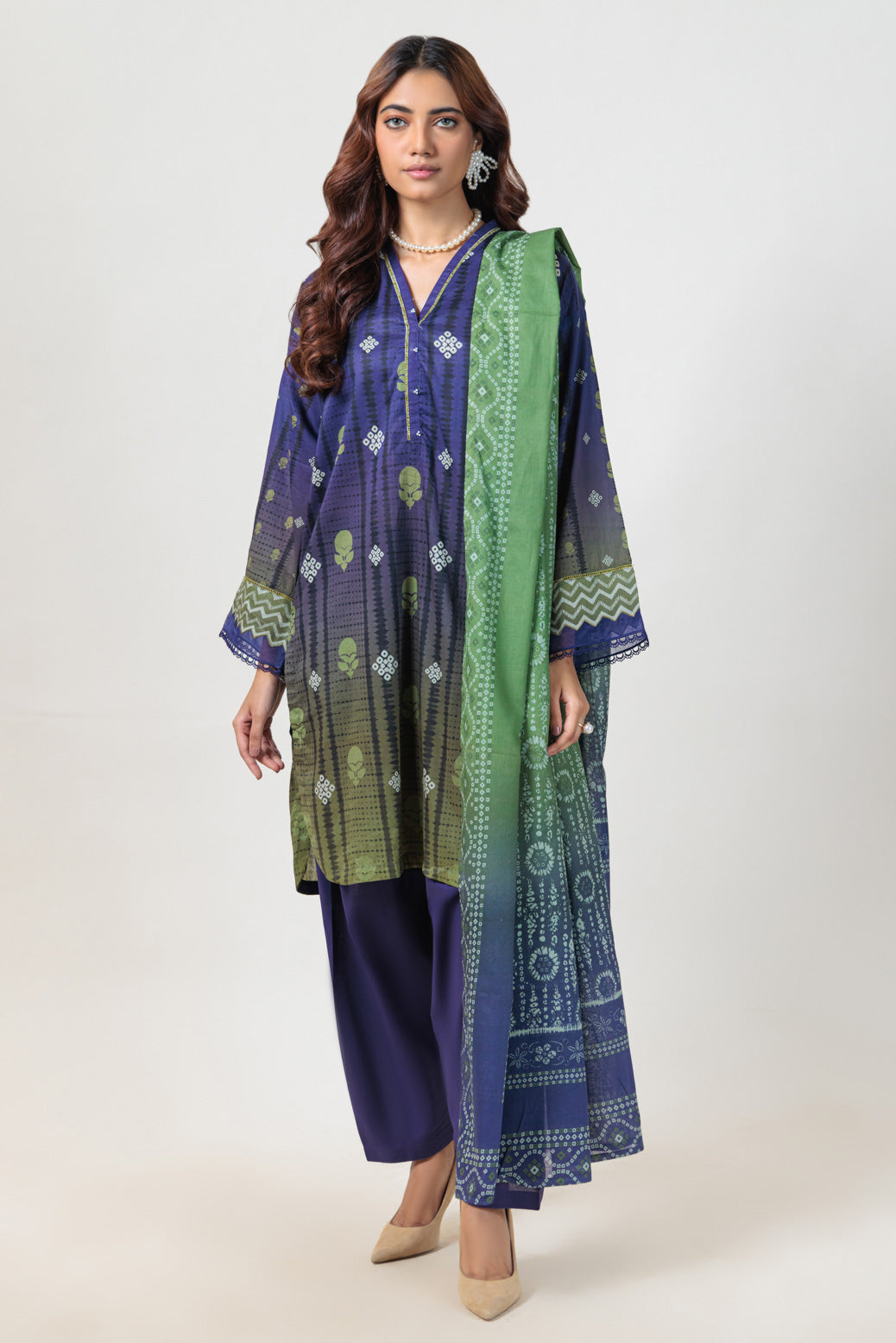 Bonanza Satrangi | Blue Lawn 3 Piece (PWS6243P14) -  Bonanza Satrangi Ready To Wear - Original Designer Dress - House of Maryam