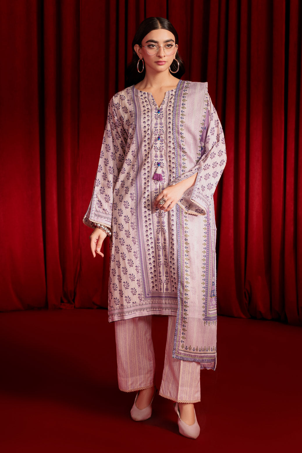 Bonanza Satrangi | Purple Lawn 3 Piece (PWS6243P15) -  Bonanza Satrangi Ready To Wear - Original Designer Dress - House of Maryam
