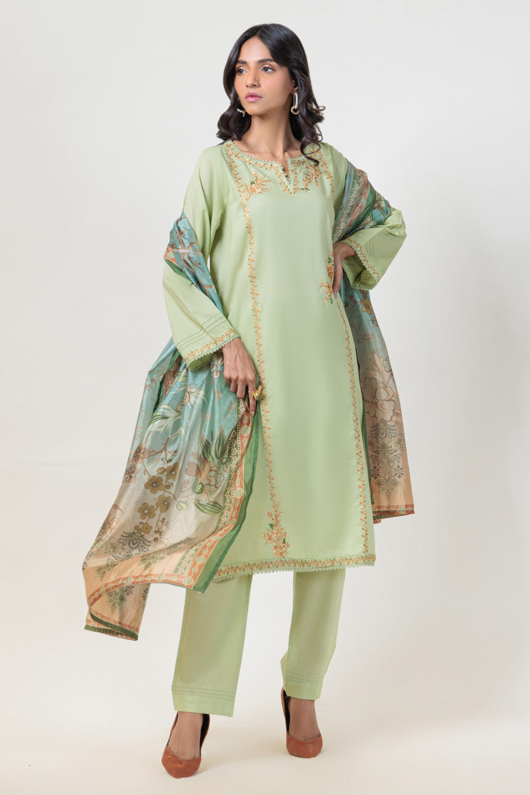 Bonanza Satrangi | Green Dobby 3 Piece (PWS6243P19) -  Bonanza Satrangi Ready To Wear - Original Designer Dress - House of Maryam