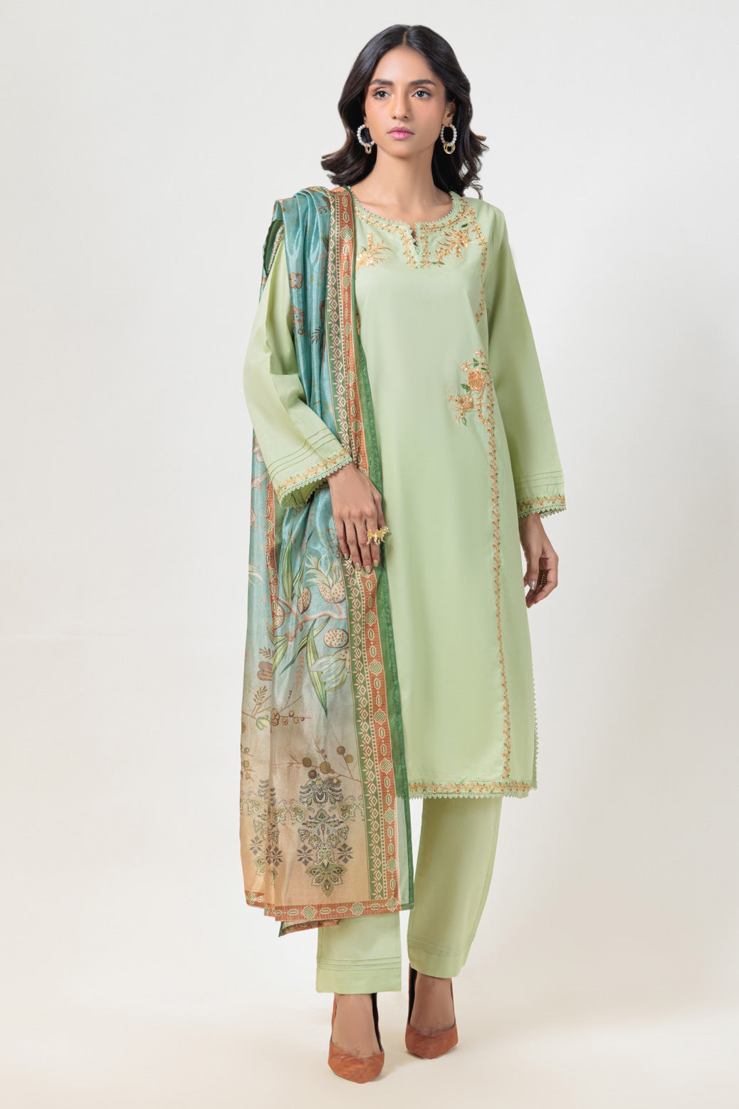 Bonanza Satrangi | Green Dobby 3 Piece (PWS6243P19) -  Bonanza Satrangi Ready To Wear - Original Designer Dress - House of Maryam