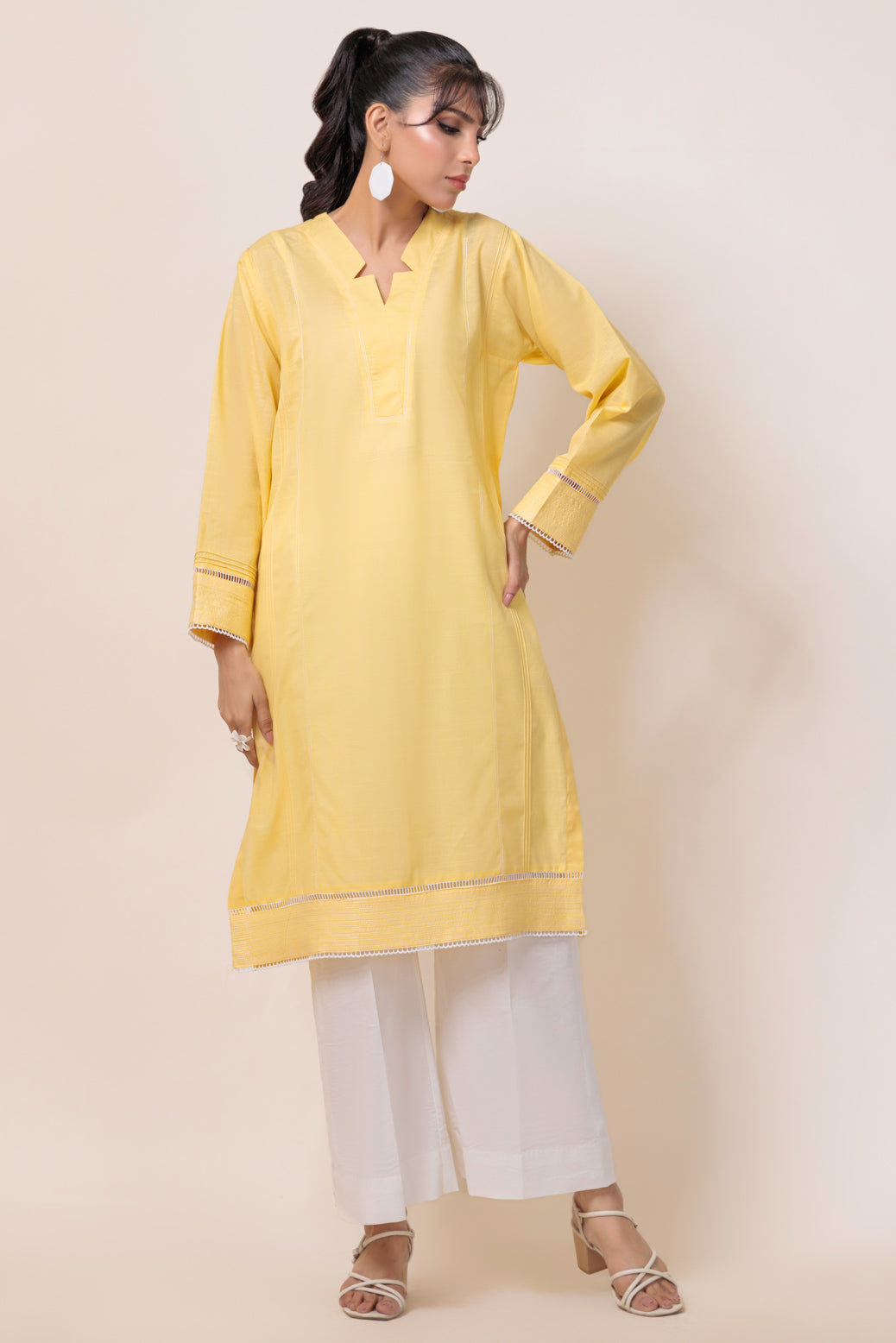 Bonanza Satrangi | Yellow Jacquard 1 Piece (PWS7241P04) -  Bonanza Satrangi Ready To Wear - Original Designer Dress - House of Maryam