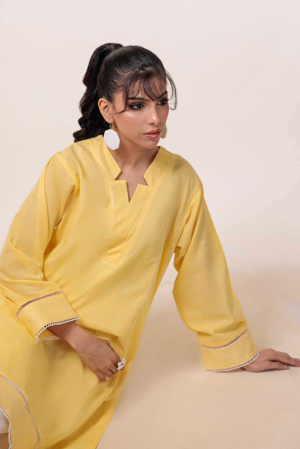 Bonanza Satrangi | Yellow Jacquard 1 Piece (PWS7241P04) -  Bonanza Satrangi Ready To Wear - Original Designer Dress - House of Maryam