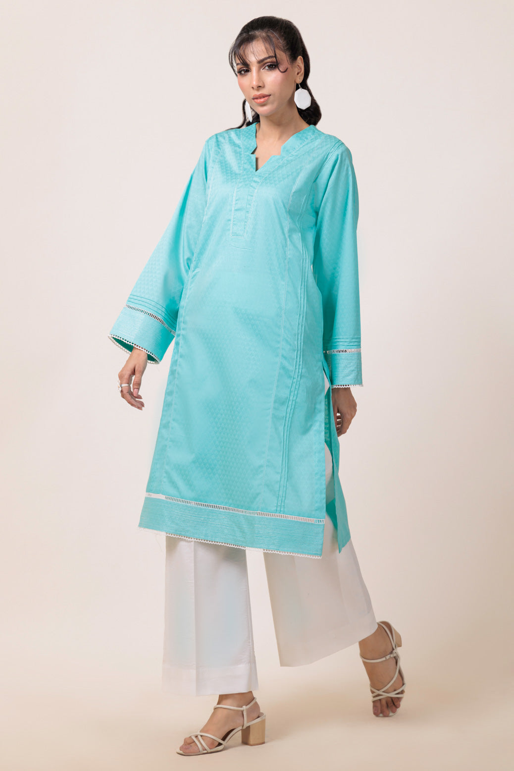 Bonanza Satrangi | S Blue Jacquard 1 Piece (PWS7241P05) -  Bonanza Satrangi Ready To Wear - Original Designer Dress - House of Maryam