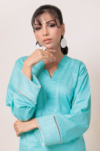 Bonanza Satrangi | S Blue Jacquard 1 Piece (PWS7241P05) -  Bonanza Satrangi Ready To Wear - Original Designer Dress - House of Maryam
