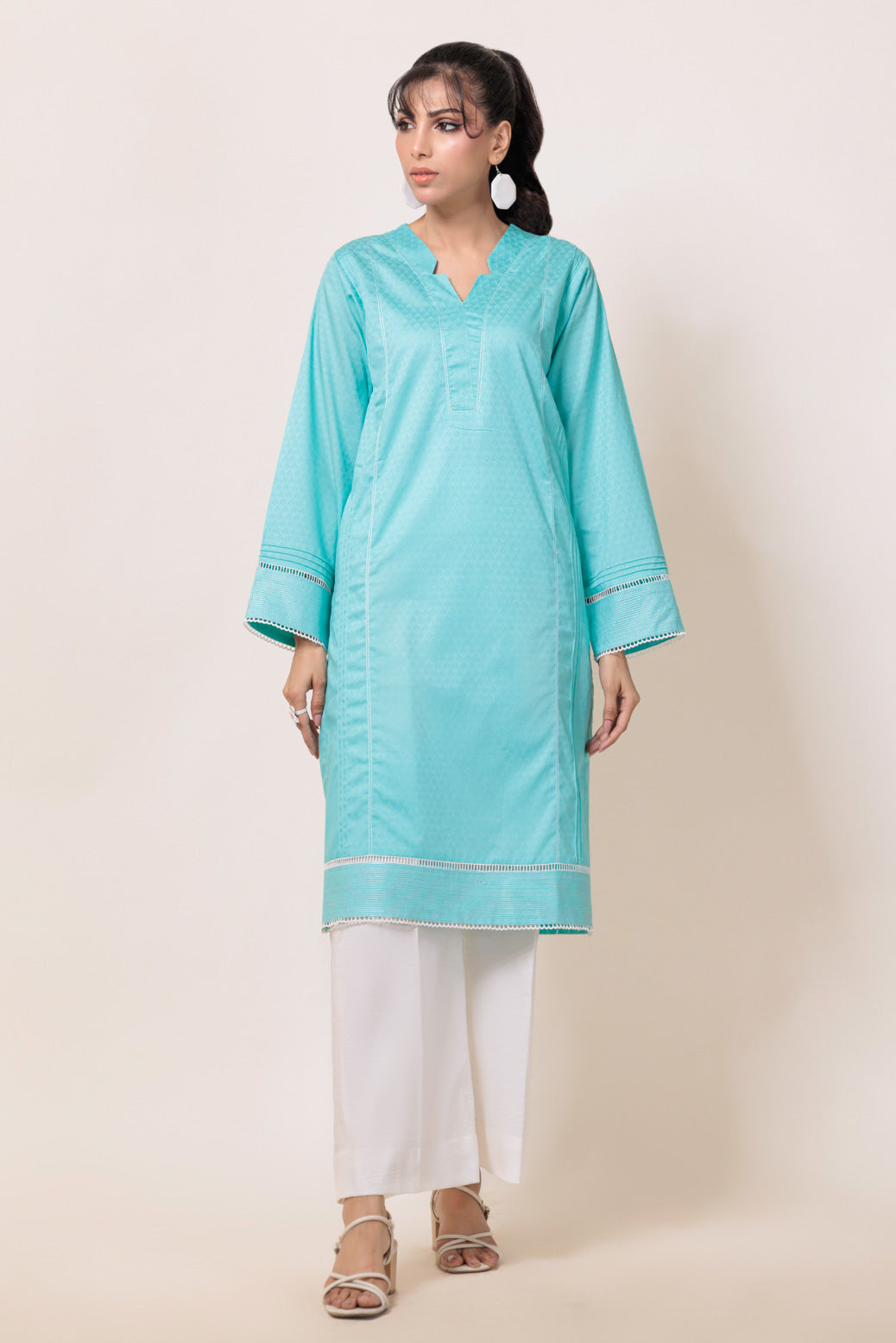 Bonanza Satrangi | S Blue Jacquard 1 Piece (PWS7241P05) -  Bonanza Satrangi Ready To Wear - Original Designer Dress - House of Maryam