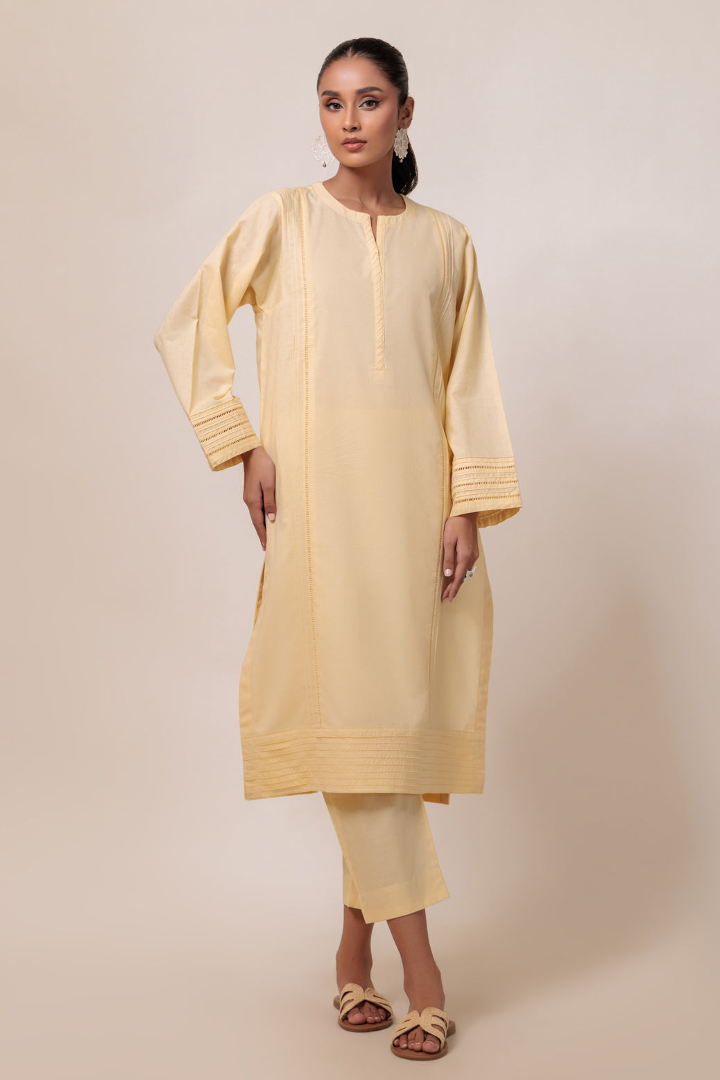 Bonanza Satrangi | Cream Cambric 2 Piece (PWS7242P04) -  Bonanza Satrangi Ready To Wear - Original Designer Dress - House of Maryam
