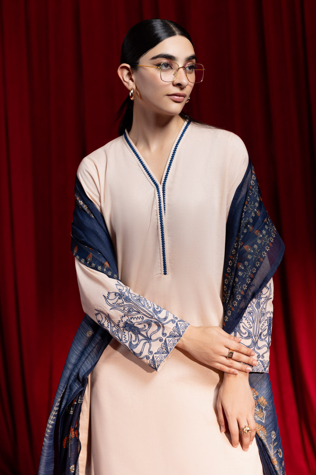 Bonanza Satrangi | Peach Cambric 3 Piece (PWS7243P01) -  Bonanza Satrangi Ready To Wear - Original Designer Dress - House of Maryam